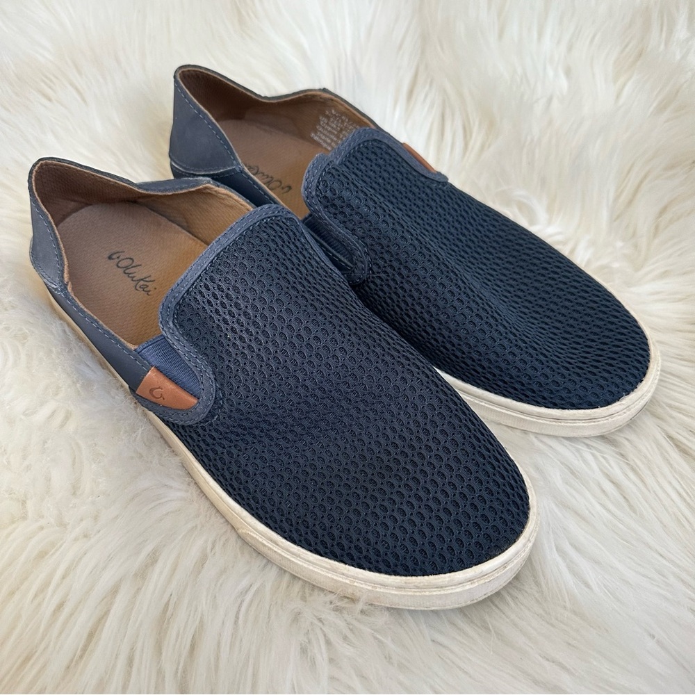 OluKai Women's Pehuea Women Size 8.5W Slip On Loafer Flats Navy Blue Sneakers